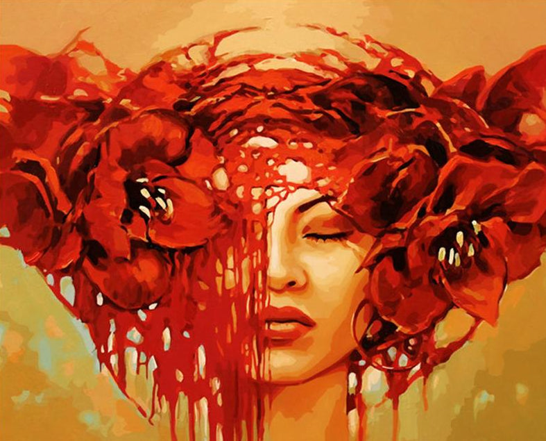 Girl & Flowers Paint by Numbers