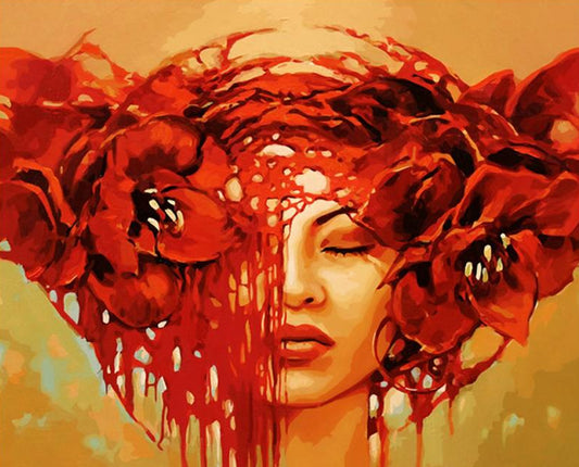Girl & Flowers Paint by Numbers