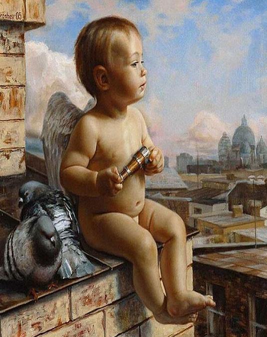Angel & Pigeons Paint by Numbers