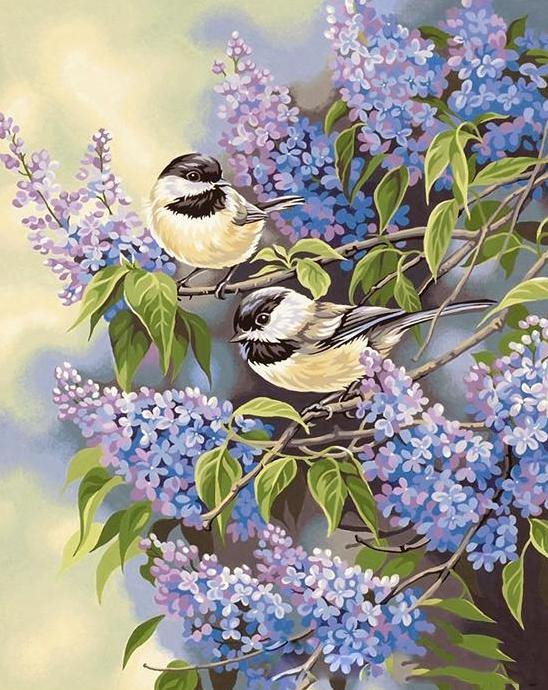 Birds & Lavender Flowers Painting Kit
