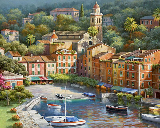 Houses Landscape Paint by Numbers