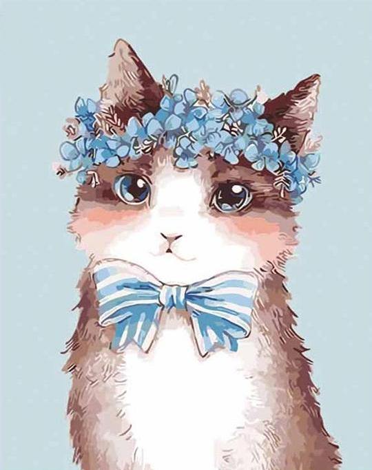 Cat with Bow Tie Paint by Numbers