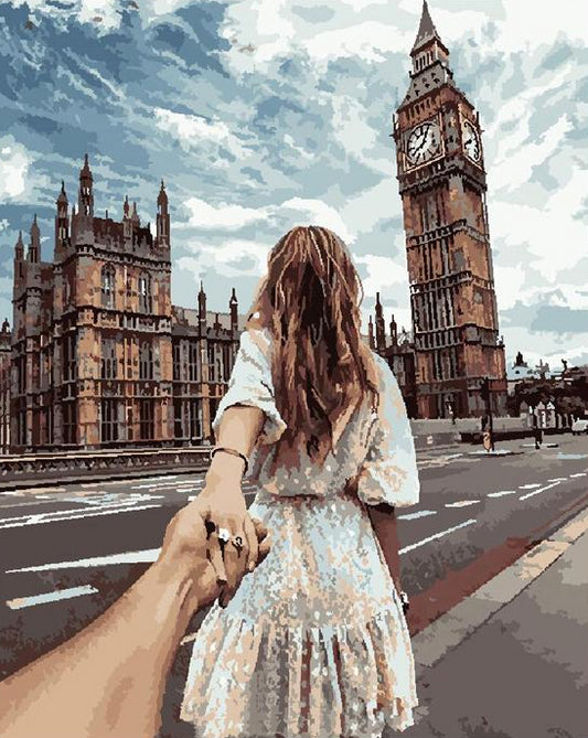 Couple on London Street Paint by Numbers