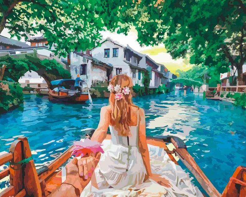Couple in Boat Paint by Numbers