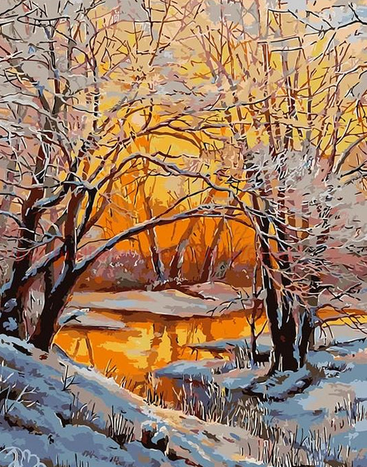 Dried Trees & Snow Paint by Numbers