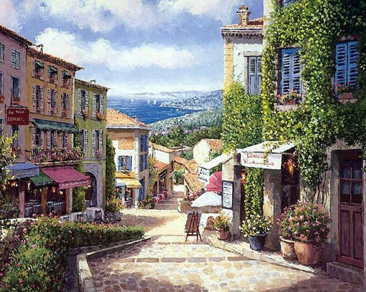 Floral Street View Paint by Numbers