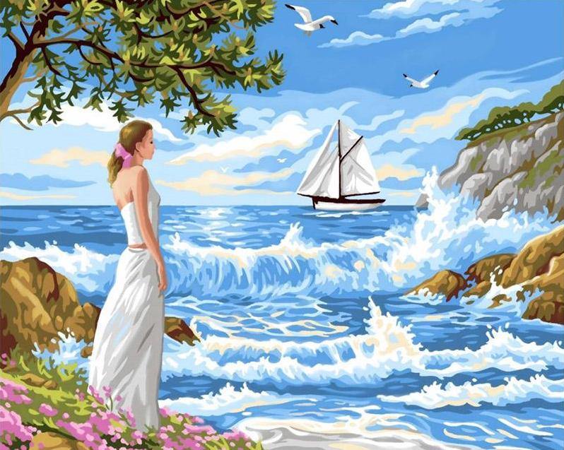 Girl on Seaside Paint by Numbers