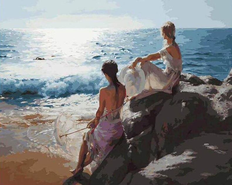 Ladies on Beach Paint by Numbers