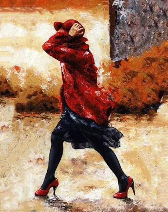 Lady in Red & Black Paint by Numbers