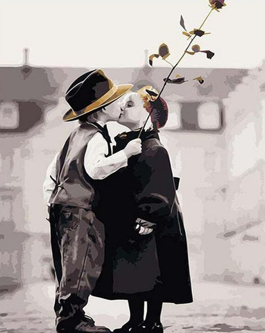 Kids Kissing Paint by Numbers