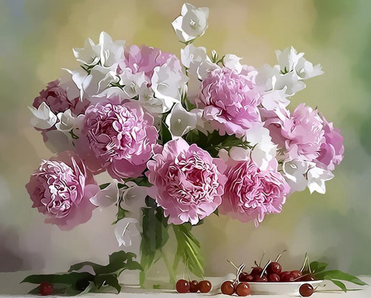 Pink & White Flowers Paint by Numbers