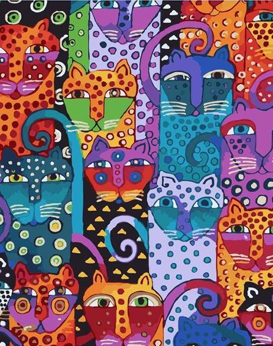 Psychedelic Cat Art Paint by Numbers
