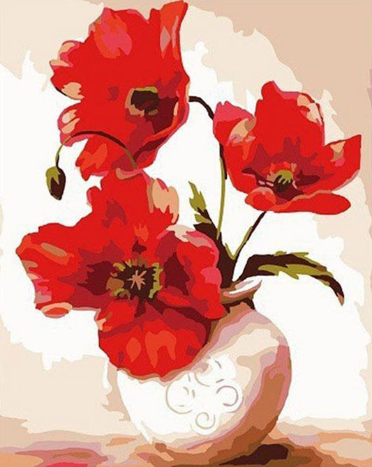 Red Poppies Painting by Numbers