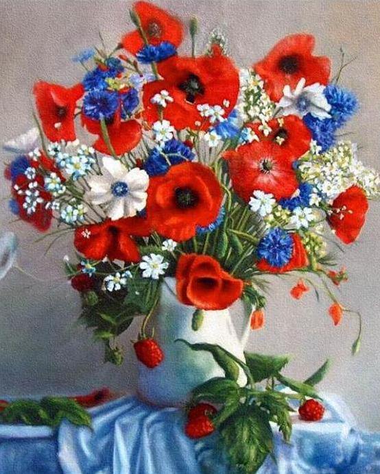 Red Poppies Paint by Numbers