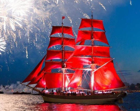 Sailboat & Fireworks Paint by Numbers
