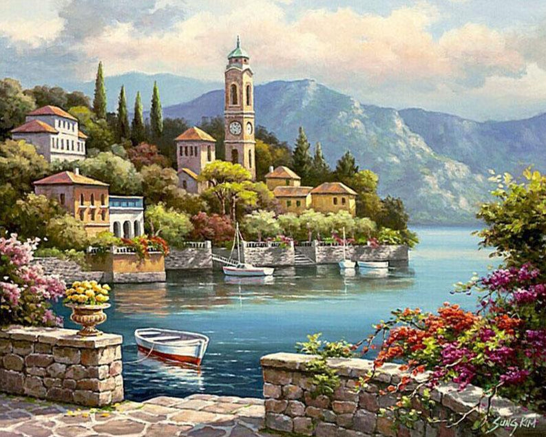 Town by the Sea Paint by Numbers