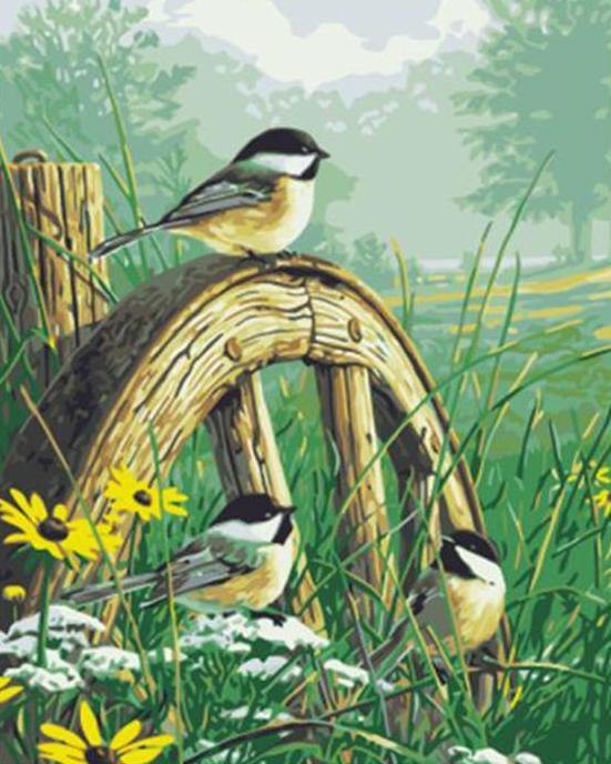 Sparrows & Sunflowers Paint by Numbers