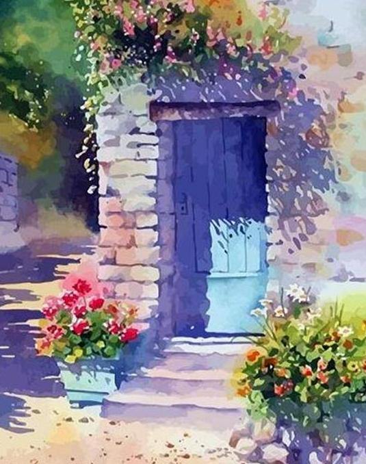 Sunlit Door Paint by Numbers