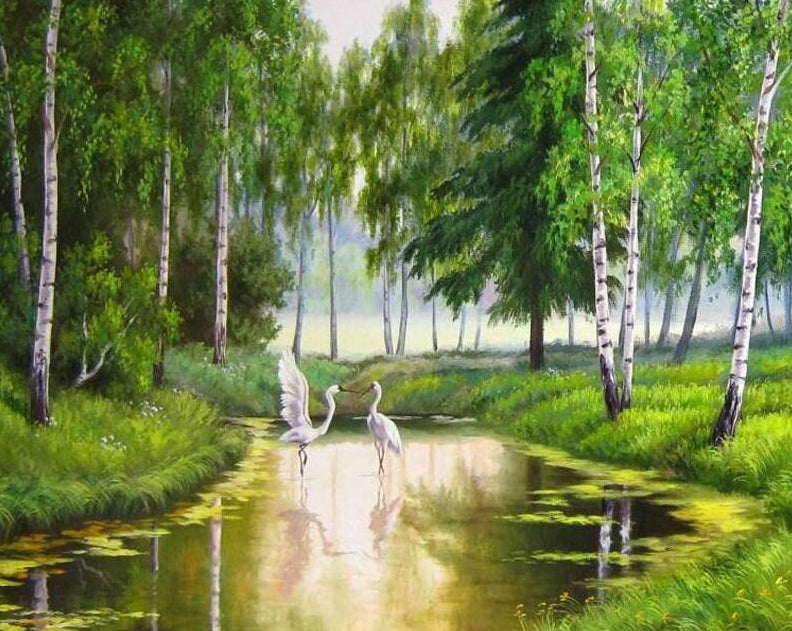 Green Forest Painting by Numbers