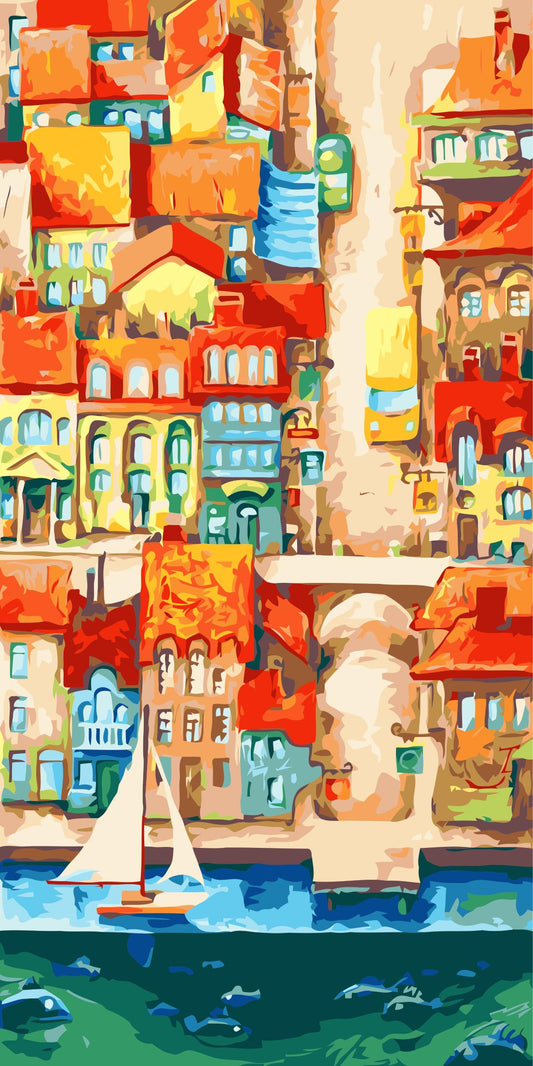 Vertical City Painting by Numbers