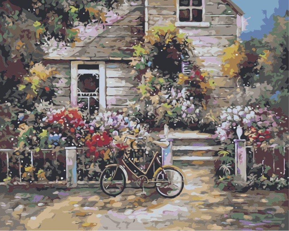 Bicycle in Garden Paint by Numbers