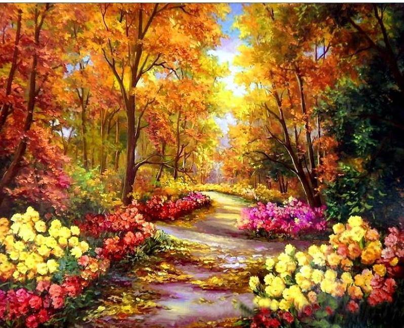  Floral Pathway Paint by Numbers