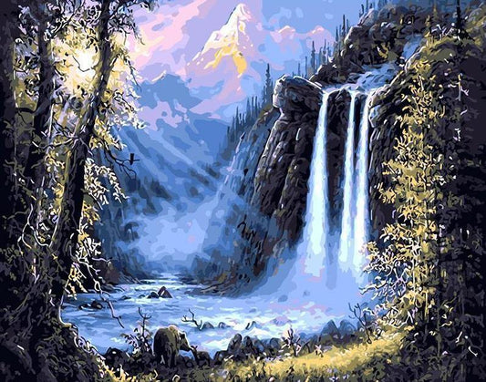 Forest Waterfall Paint by Numbers