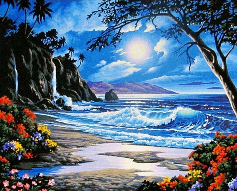 Beach Night View Paint by Numbers