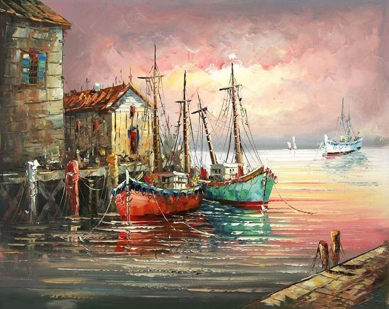 Anchored Boats Paint by Numbers