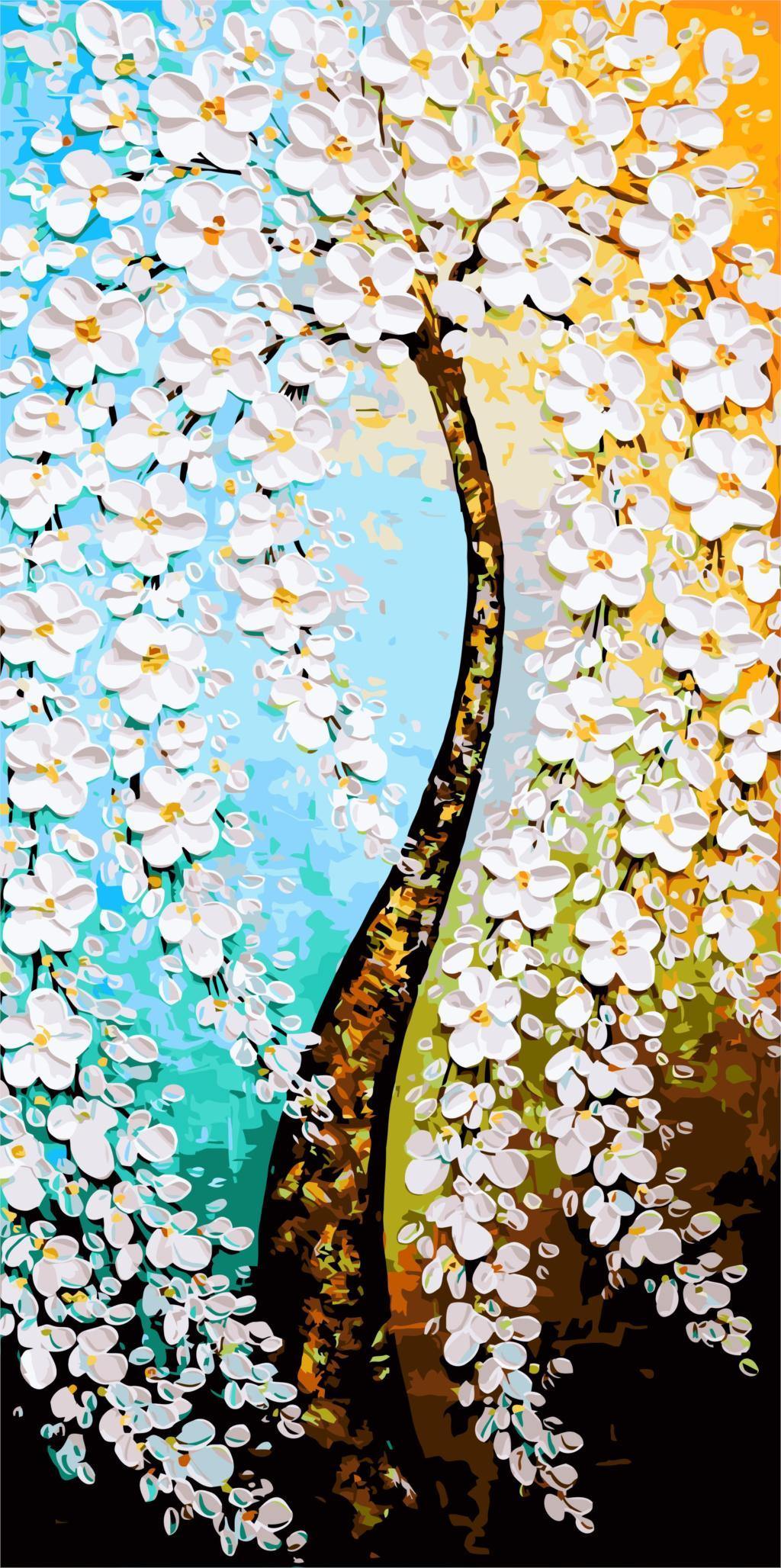 Artistic Flowers Tree Paint by Numbers