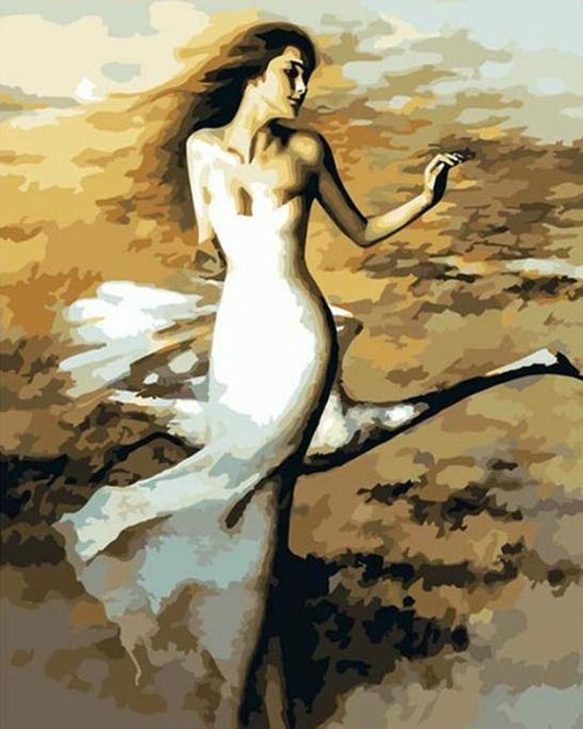 Girl with Open Hair Paint by Numbers