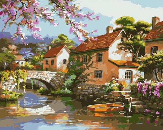 Houses by the Lake Paint by Numbers