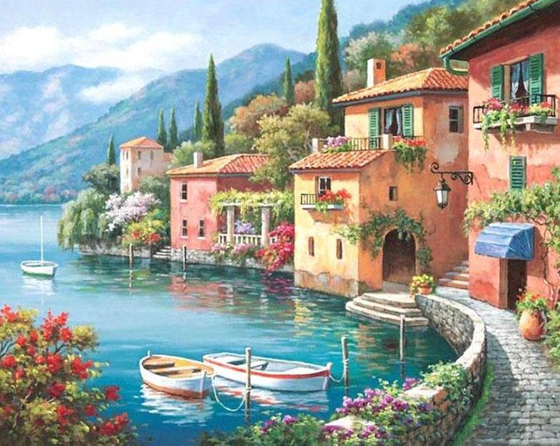  Seaside Town Paint by Numbers