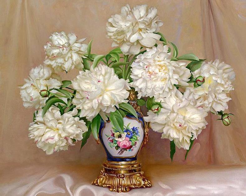 White Peony Paint by Numbers