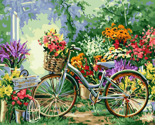 Bicycle & Flowers Paint by Numbers