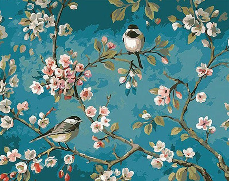 Sparrows & Flowers Paint by Numbers