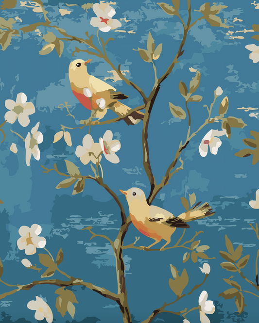 Birds on Flowers Tree Painting Kit