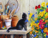 Black Cat &amp; Flowers Paint by Numbers