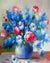 Blue & Pink Flowers Paint by Numbers