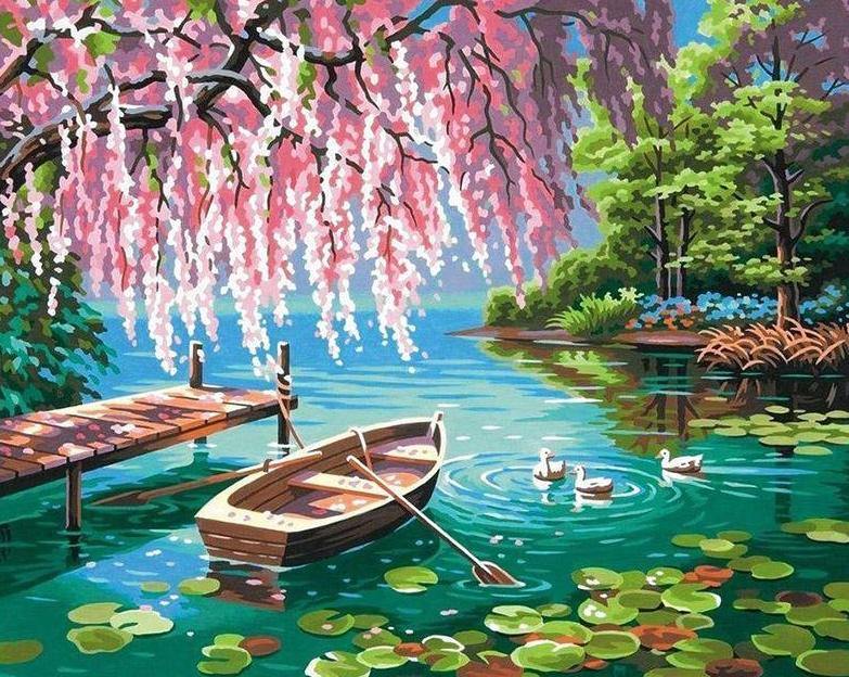 Boat & Ducks Paint by Numbers