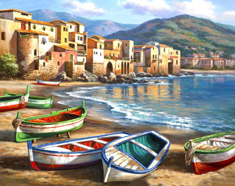 Resting Boats Paint by Numbers