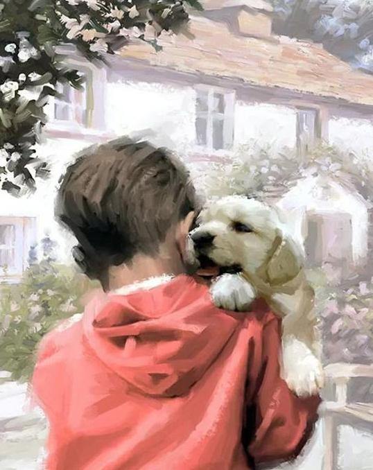 Boy & Puppy Paint by Numbers