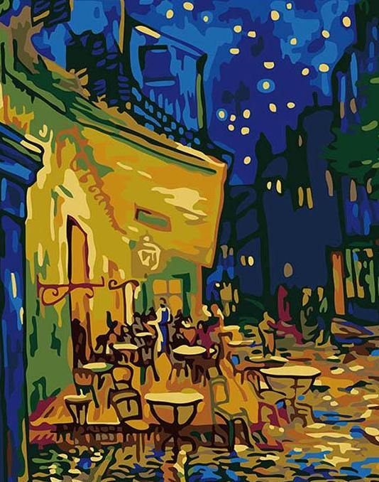 Cafe Terrace at Night Paint by Numbers