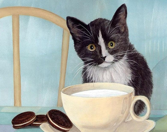 Cat Having Milk Paint by Numbers