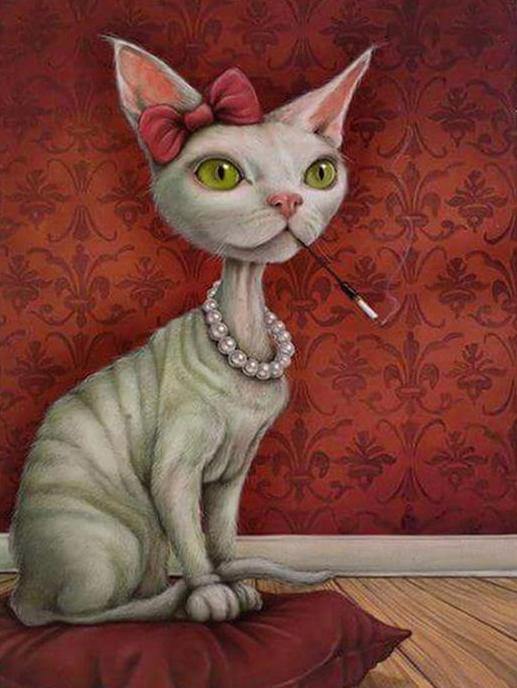 Cat with Necklace Paint by Numbers