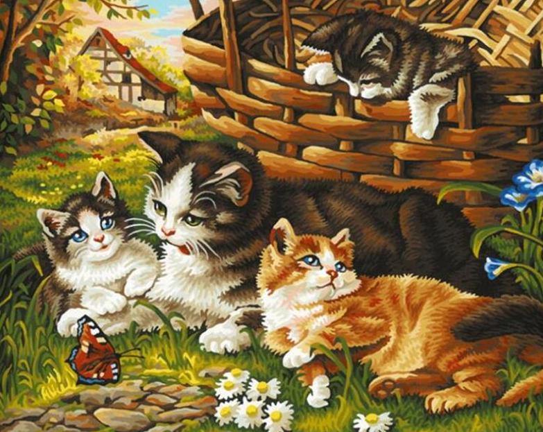 Cats in the Garden Paint by Numbers