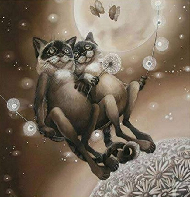 Cats on Fantasy Swing Paint by Numbers