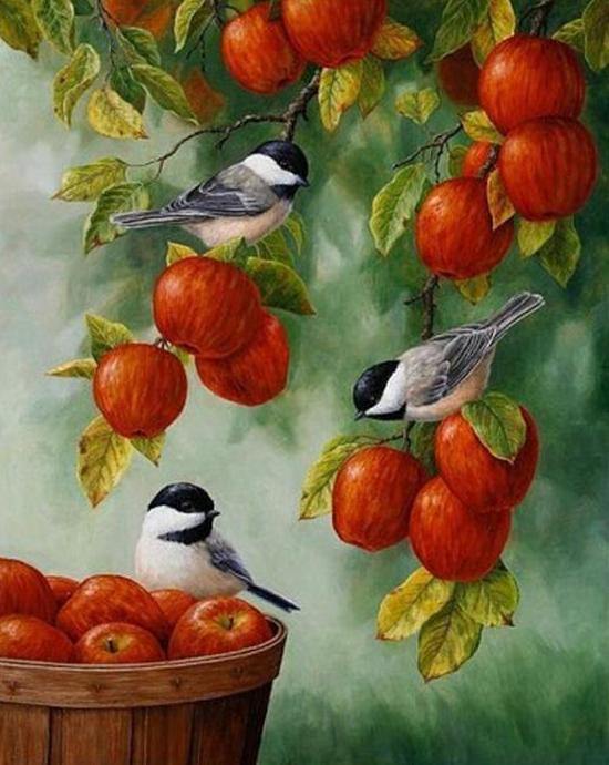 Chickadees & Apples Painting Kit