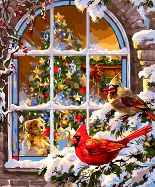 Christmas Birds Paint by Numbers