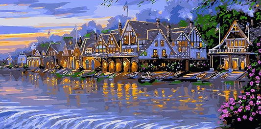 Houses & Lake Large Paint by Numbers